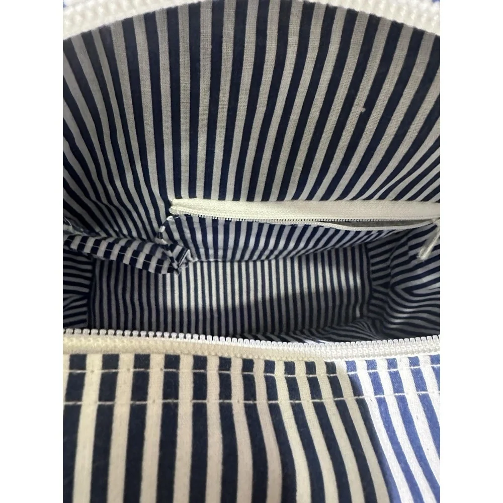 Straw Handbag Purse Ocean Fish Striped Inside Liner with Pockets 13 x 9 x 4